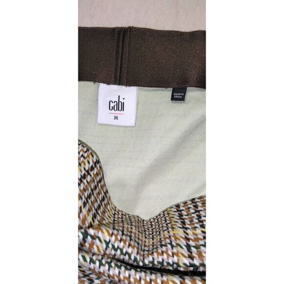 CABI PASTIME MINI SKIRT SIZE MEDIUM BROWN PLAID FRONT POCKETS SLIT - Picture 7 of 8